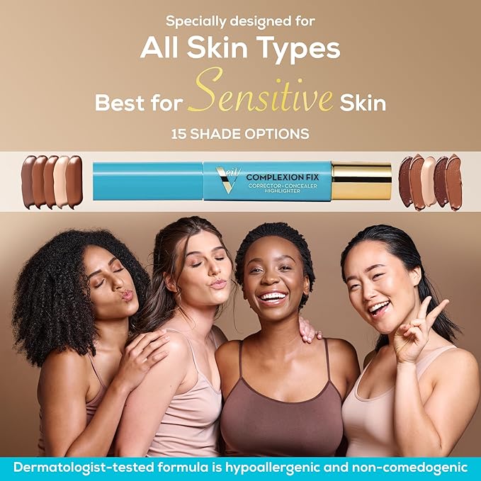 Veil Cosmetics - Complexion Fix Concealer - Liquid Concealer for Under Eye + Dark Circles - Highlight, Contour, Correct - Anti-Aging - Vegan Makeup Pen - Hydrating Lightweight (5N Deep Neutral)