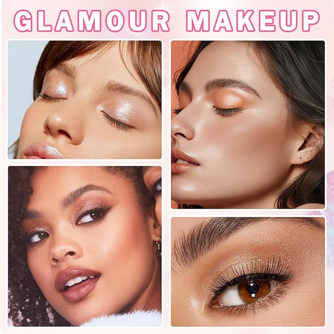 Glitter Eyeshadow Champagne Pearl Glow Single Eyeshadow,Ultra Fine Shimmer Eyeshadow Lightweight Sparkling Blendable Formula,Daily Multiuse Glossy Eyes Makeup (10 Cowboy)