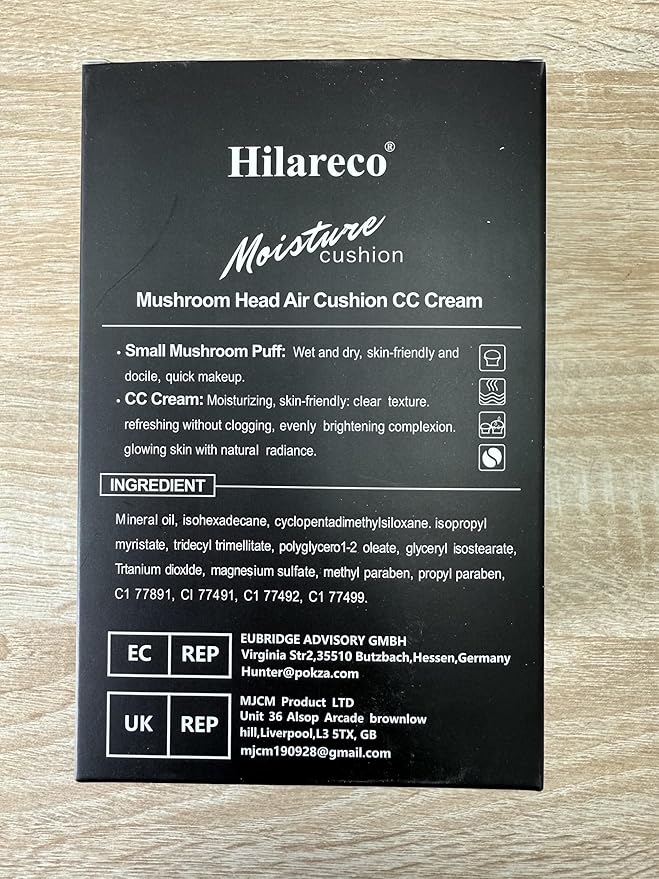 2 PCS Mushroom Head Air Cushion CC Cream Nature Foundation,Foundation Brush Powder Brush,Moisturizing Concealer, Bright Makeup Base Long Lasting with Mushroom Makeup Sponge(#04 Buff Beige)