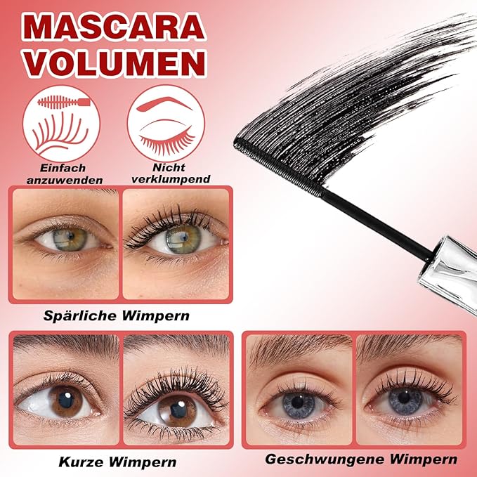 Iron Wand Mascara, 2025 Upgraded Waterproof Metal Wand Mascara Tubing,Long-Lasting 3D Curling Eyelash Iron Mascaras for Women with Thinning Lashes,Smudge Proof & No Flaking(Black-2PCS)