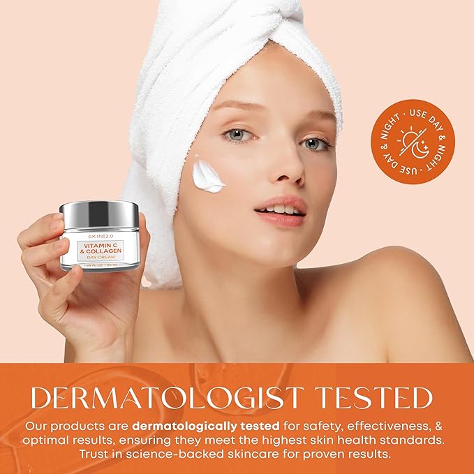 Skin 2.0 Vitamin C & Collagen Face Moisturizer – Hydrating Anti Aging Cream for Smooth & Radiant Skin, Firms & Revives Dull Complexion – Dermatologist Tested, Korean Skin Care, Clean Beauty – 2 Pack