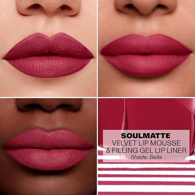 Morphe Soulmatte Velvet Lip Mousse - Air-Whipped Matte Lipstick for Women with Vitamin E to Hydrate, Soften & Smooth - Provides Long Lasting & Velvety Formula - Bella (0.13 Fl Oz)