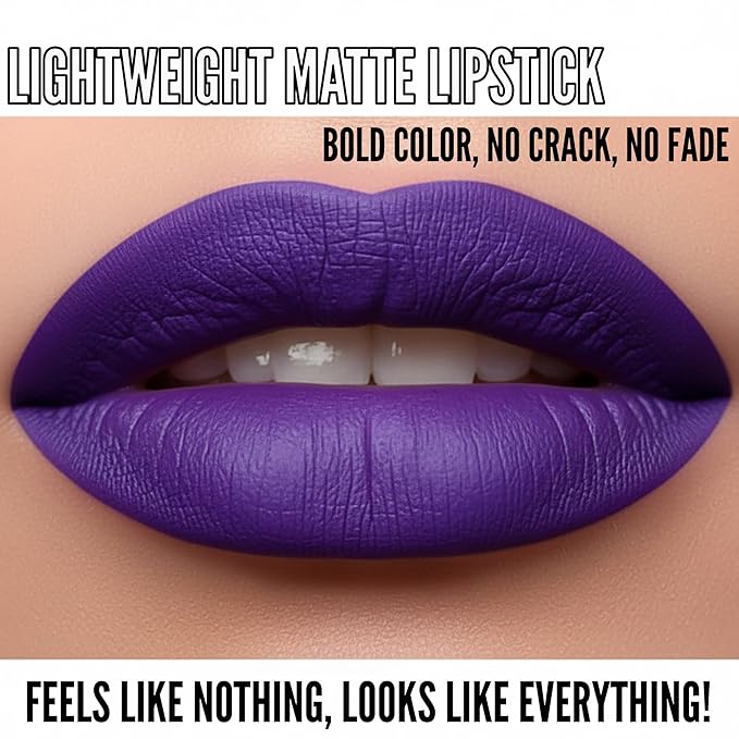 Mynena Bright Violet Purple Matte Liquid Lipstick | Long-Lasting Comfort | Smudge-Proof Transfer-Resistant | Full Coverage Non-Drying | Vegan & Cruelty-Free | All-Day Wear Lip Color | Violet