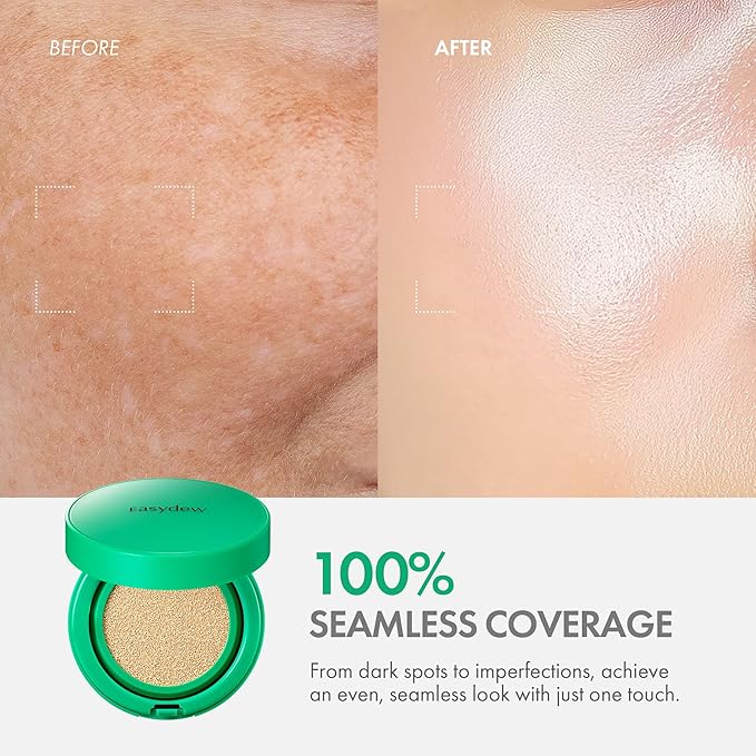 Easydew Mela B Toning Ampoule Cushion Refill - 2-in-1 Korean Skin Care & Face Beauty Makeup - Age-Defying Full Coverage Cushion Foundation with Niacinamide & Hyaluron-Vital C 0.45 oz (#21 Beige)