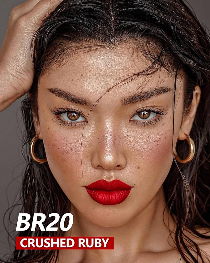 MAKI YIKA Red Lipstick for Women Metallic Lipsticks Glitter Long Lasting Lipstick No Smudge No Transfer Liquid Lip Gloss (BR20 Crushed Ruby)