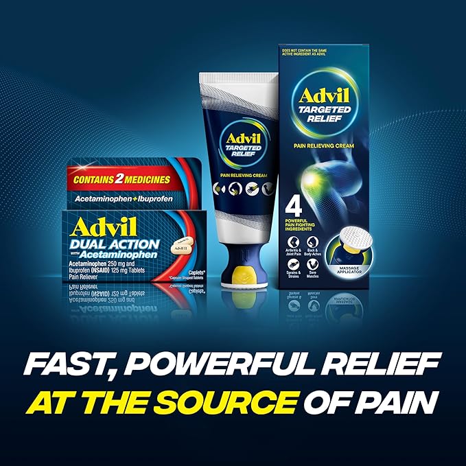 Advil Dual Action Coated Caplets, 125 Mg Ibuprofen and 250 Mg Acetaminophen per Dose (2 Dose Equivalent) for 8 Hour Pain Relief - 216 Count