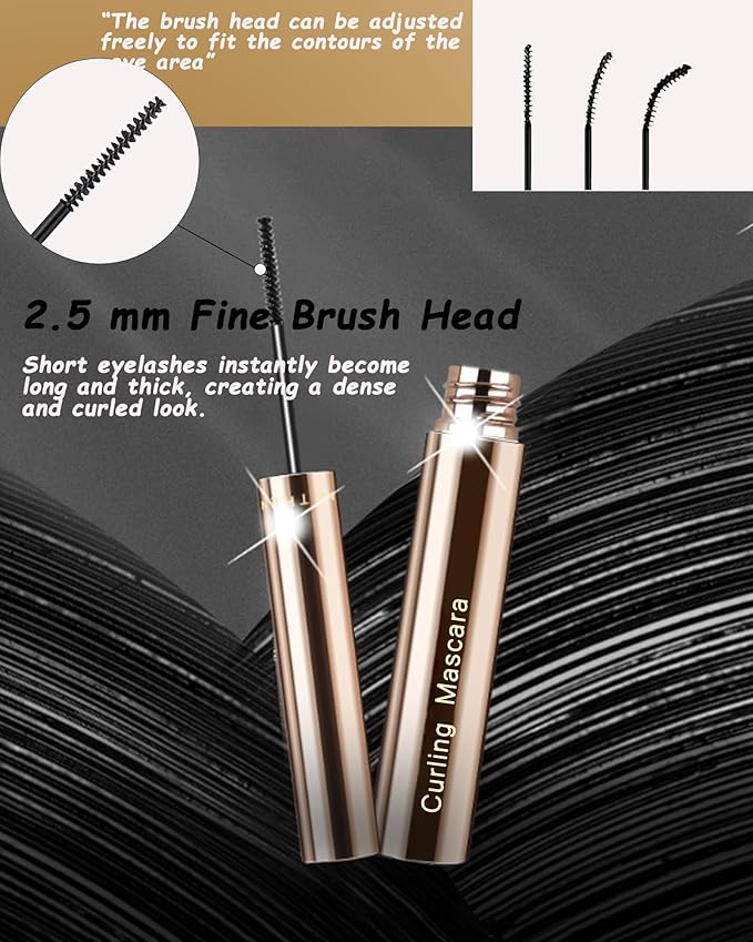 2PCS Brown Mascara for Older Women with Fine Short Lash,Extreme Length and Volume Waterproof Mascara Smudge-Proof,Ultra-Precise Slim Adjustable Brush Hypoallergenic for Mature Women Sensitive Eyes-02