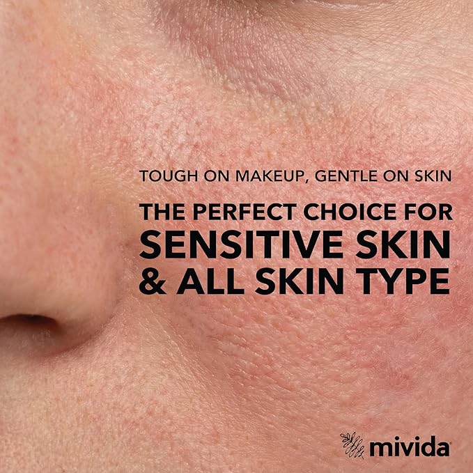 mivida Hypoallergenic Mini Pack Makeup Remover Wipes with Vitamin E, Alcohol Free, Fragrance Free Makeup Wipes for Sensitive Skin, Travel Size Plant Based - 10 Packs (80 Total Count)