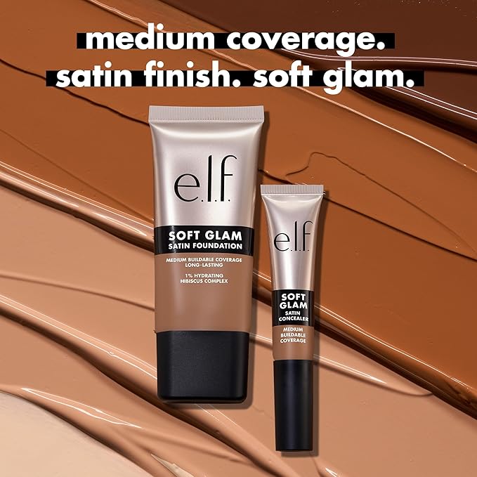 e.l.f. Soft Glam Satin Concealer, Medium Coverage For Blemishes & Under-Eye, Crease-Resistant, Long Lasting, Vegan & Cruelty-Free, 33 Medium Warm
