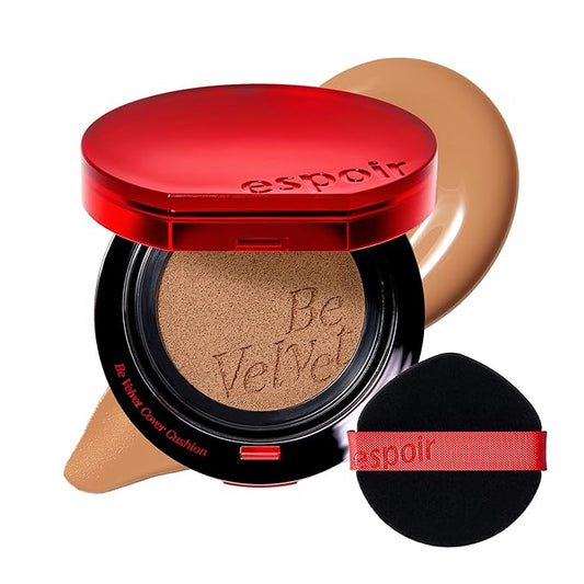 Espoir Be Velvet Cushion Foundation #32 Cinnamon | Quick and Easy Coverage with Long-lasting Color by Zero Oxidation, Velvety Smooth Finish & Lightweight Formula, Vegan, Korean Makeup, 0.46 oz