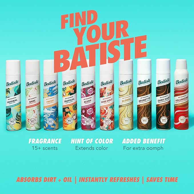 Batiste Dry Shampoo, Bare Fragrance, Refresh Hair and Absorb Oil Between Washes, Waterless Shampoo for Added Hair Texture and Body, 5.71 oz