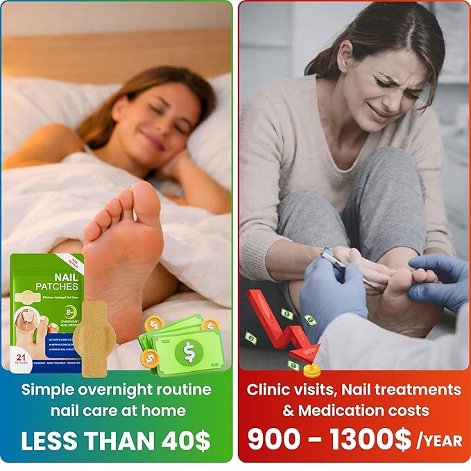 Premium Fungal Nail Patches Toe Nail Care Extra Fungus Strength 21 Pcs Nighttime Repair Damaged Treatment Toenail Discolored Nails 8 Hour Safe Sensitive gift for Valentine Day Women Men .(21 Count)