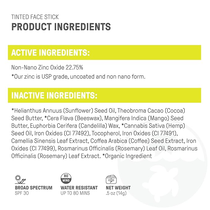 Raw Element Ultra-Moisturizing Face Tint Sunscreen, SPF 30+, Non Toxic Mineral Face Cream, Non Nano Zinc Oxide, Reef Friendly, Safe for All Ages, 0.5 oz, Bronze, Stick Pack of 1