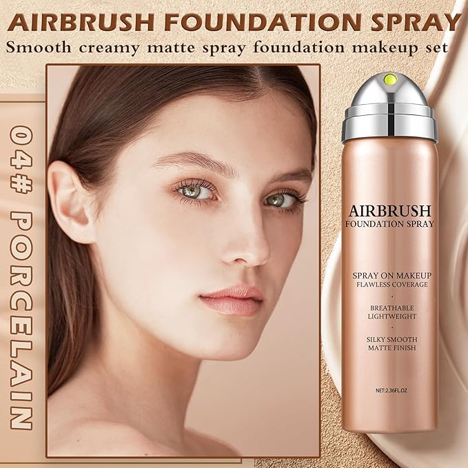 Air Brush Makeup Foundation,Magic Minerals Airbrush Foundation Makeup,Silk Flawless,Buildable Coverage,Moisturizing Formula for Smooth Radiant Skin (04 Porcelain)