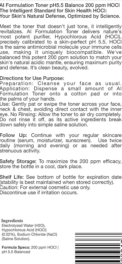 Pure Hypochlorous Acid Daily Face/Skin/Body Spray & Cleanser, Premium HOCl Topical Solution, Sensitive Skin - 8 oz