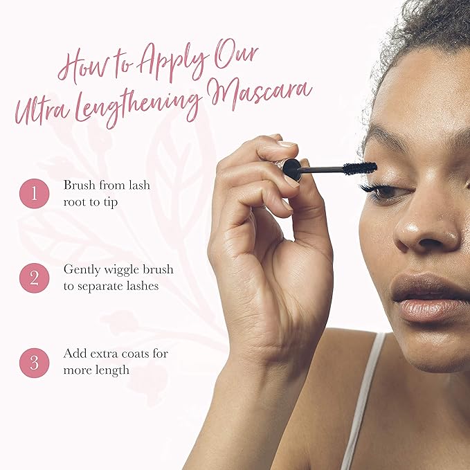 100% PURE Ultra Lengthening Mascara Dramatic Intense Volume & Length Natural Fruit Pigmented Voluminous Eyelash Makeup No Clumping, Smudging or Flaking - Vegan, Blueberry Color - 0.35 oz