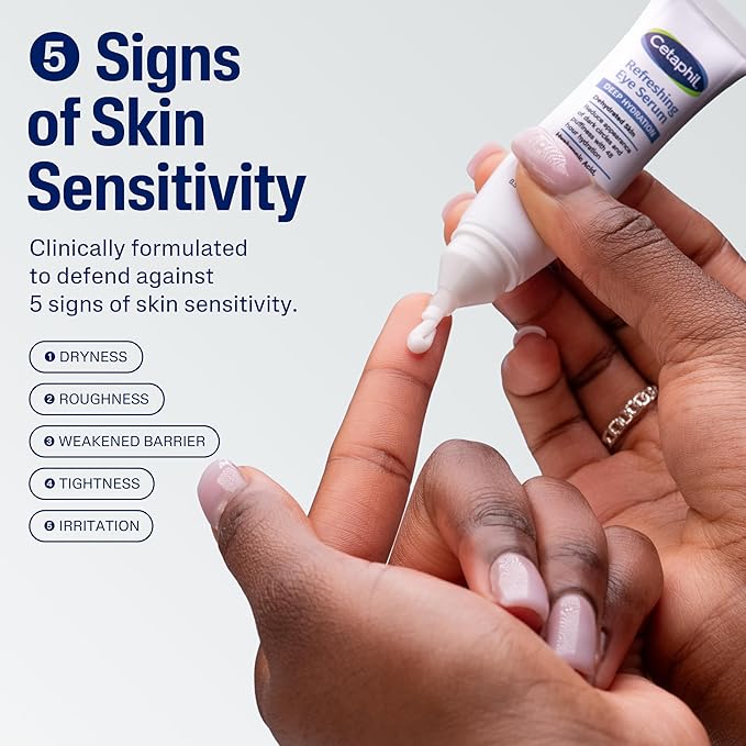 CETAPHIL Deep Hydration Refreshing Eye Serum, 0.5 fl oz, 48Hr Hydrating Under Eye Cream to Reduce the Appearance of Dark Circles, With Hyaluronic Acid, Vitamin E & B5 (Packaging May Vary)