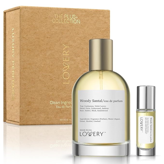 LOVERY Woody Santal Sandalwood - Inspired by Fragrance perfume S.antal 33. Womens Perfume with Travel Spray Bottle - Women's Eau De Parfum, Long Lasting, 8+ hours, Clean Ingredients, 100mL + 10mL