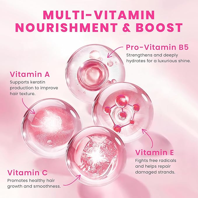 Hair Vitamin Oil Capsules - No Rinse Hair Care Serum with Argan Oil, Macadamia & Avocado Oils Vitamins A, E, & Pro B5 - HairGloss - Conditioner for Women & Men, 40 Capsules