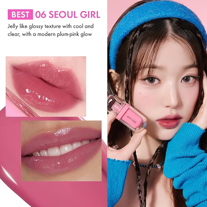 Amuse Seoul Jel-Fit Tint (04 Rose Milk) | Korean Jelly Lip Tint, Long-Lasting Lip Stain, Hydrating & Glossy, Hyaluronic Acid for Smooth Moisturized Lips, High Pigmentation, Vegan