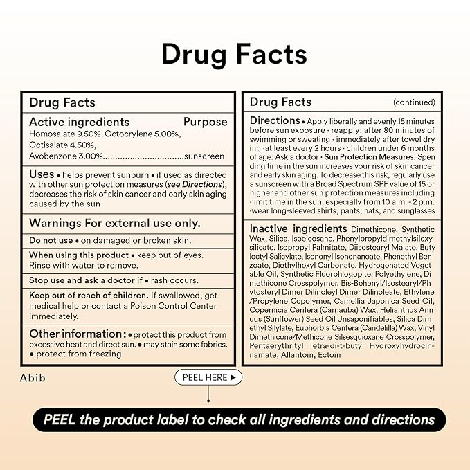 Abib Airy Sunstick Protection Bar Broad Spectrum SPF50+ 0.81 oz / 23 g (Semi-matte) | Korean Suncreen Stick Suncare Sunblock, No Whitecast, Protector Solar Barra, Water resistant