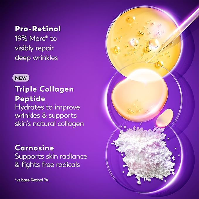 Olay Retinol Night Cream for Women, MAX, Anti-Aging Face Moisturizer, Fragrance-Free, Gift for Women, Non Greasy - Anti-Wrinkle, Hydrating Skin Care - Triple Collagen Cream, Niacinamide, 1.7oz