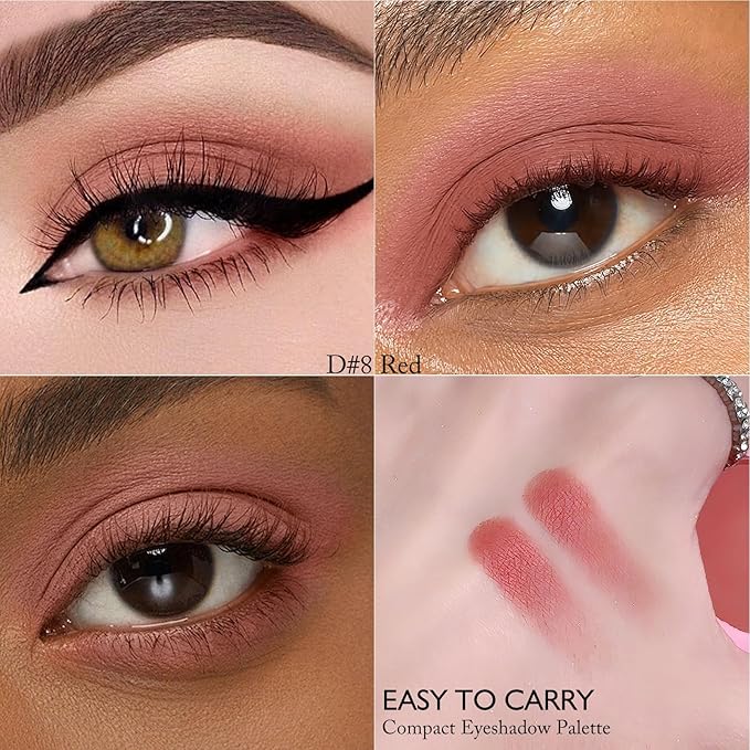 Red Eyeshadow Palette - Single Matte Eyeshadow Silky Pressed Eye Shadow Powder, Compact Lightweight Blendable Neutral Eyeshadow, Daily Matte Eyes Makeup, #08