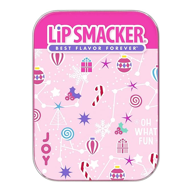 Lip Smacker Holiday Christmas Flavored Lip Balm Original & Best Tin - Moisturizing, Soothing Trio Eggnog, Gingerbread, & Candy Cane