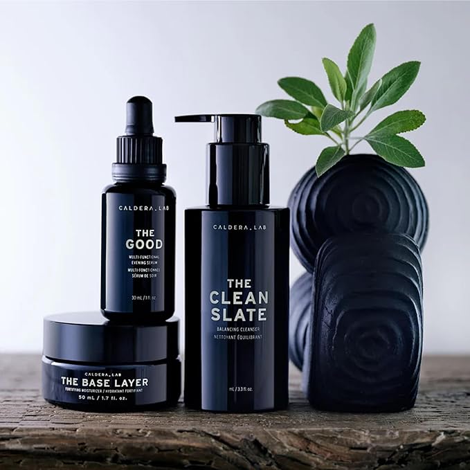 Caldera + Lab Men’s Skincare Set – The Regimen Rich: Cleanser, Moisturizer & Night Serum | Hydrating, Firming & Smoothing | Niacinamide, Clean, All Skin Types