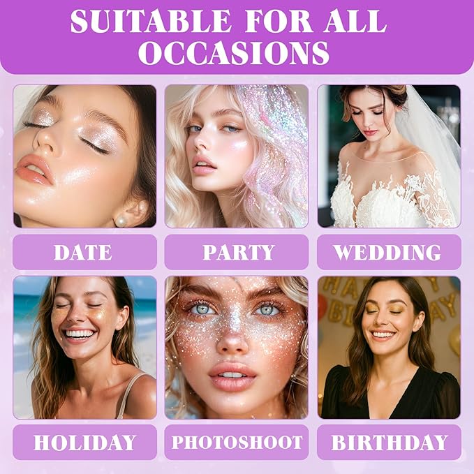 Body Glitter Gel, Sequins Shimmer Liquid Eyeshadow, Mermaid Sequins Liquid Holographic Glitter, Roll-on Holographic Body Glitter Gel for Body, Face, Hair and Lip(8# Gold)