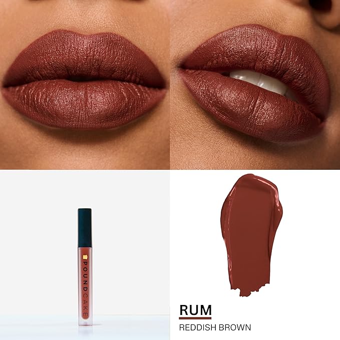 POUND CAKE Cake Batter Liquid Lipstick Trio | Long-Lasting, Semi-Matte Liquid Lipsticks with Avocado Oil | Hydrating, High-Pigment Lip Stain for All Skin Tones – 0.13 oz Each, Shades: Rum, Bloodberry
