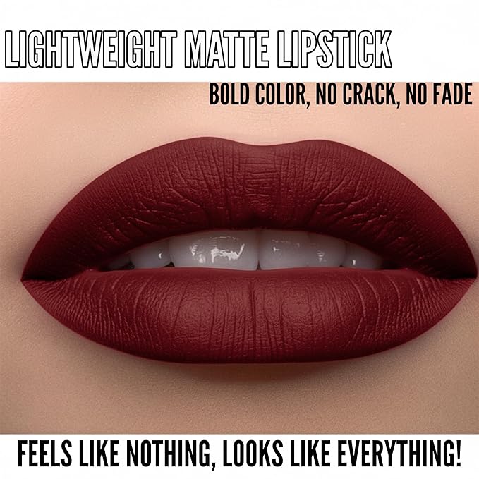 Mynena Burgundy Red Matte Liquid Lipstick | Long-Lasting Comfort | Smudge-Proof Transfer-Resistant | Full Coverage Non-Drying | Vegan & Cruelty-Free | All-Day Wear Lip Color | Emma