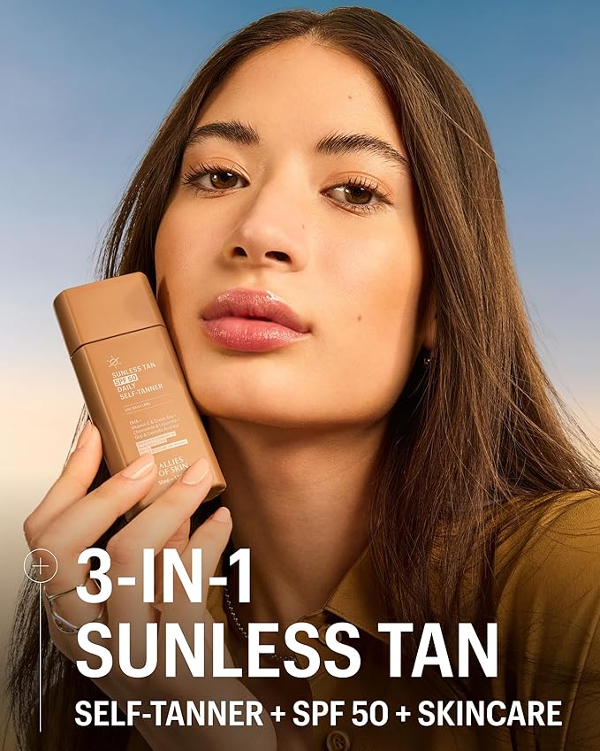 Allies of Skin Daily Self Tanner with SPF 50 & Daily Face Sunscreen SPF 50 Travel Size | Daily Duo for Natural Glow & Invisible UV Protection in Lightweight Gel Formula (1.7 oz / 0.7 oz)