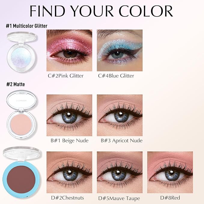 Red Eyeshadow Palette - Single Matte Eyeshadow Silky Pressed Eye Shadow Powder, Compact Lightweight Blendable Neutral Eyeshadow, Daily Matte Eyes Makeup, #08