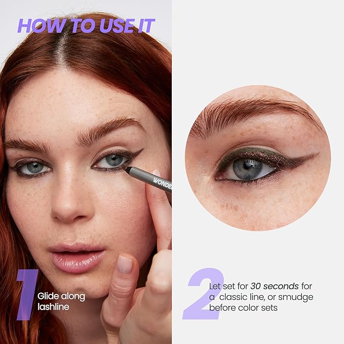 Wonderskin 1440 Longwear Green Eyeliner Pencil with Sharpener - Waterproof, Sharpenable Eyeliner Pencil & Smudge Proof Green Eye Liner Pencils (Pine)