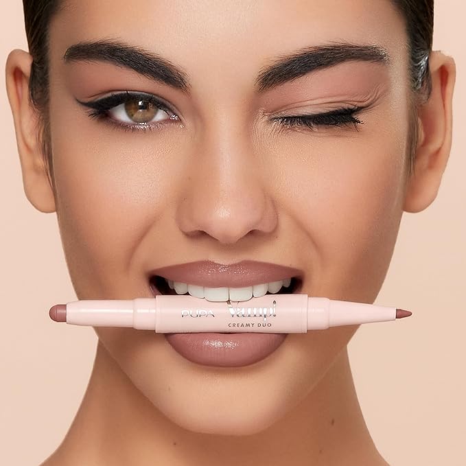 Pupa Milano Vamp! Creamy Duo, 004 Light Rose, 1 Pc - 2 in 1 Lipstick and Lip Pencil - Long Lasting - Lightweight - No-Transfer - Smooth Texture - Highly Pigmented
