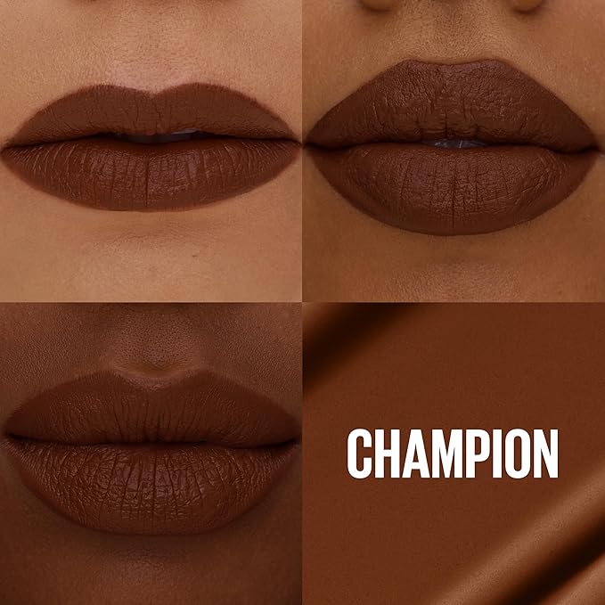 MAYBELLINE Super Stay Matte Ink Liquid Lipstick Makeup, Long Lasting High Impact Color, Up to 16H Wear, Champion (Intense Cool Brown)
