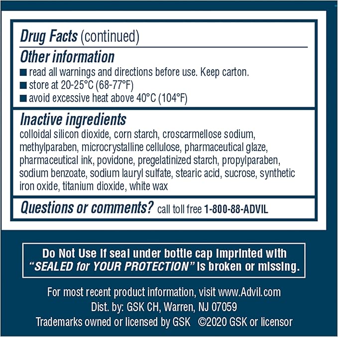 Advil Pain Reliever and Fever Reducer, Pain Relief Medicine with Ibuprofen 200mg for Headache, Backache, Menstrual Pain and Joint Pain Relief - 200 Coated Tablets