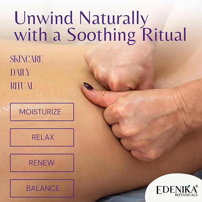 Edenika Botanicals Lavender Massage Oil for Skin, Luxury Aromatherapy & Romantic Massage Oil for Date Night, Relaxing & Hydrating Skin, 8 fl oz