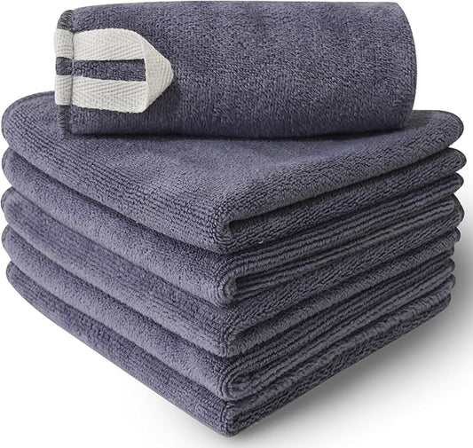 Makeup Remover Cloth, 12 x 12 Inch Microfiber Makeup Remover Towels Erase Makeup with Just Water, Reusable Grey Microfiber Face Towels Washcloths