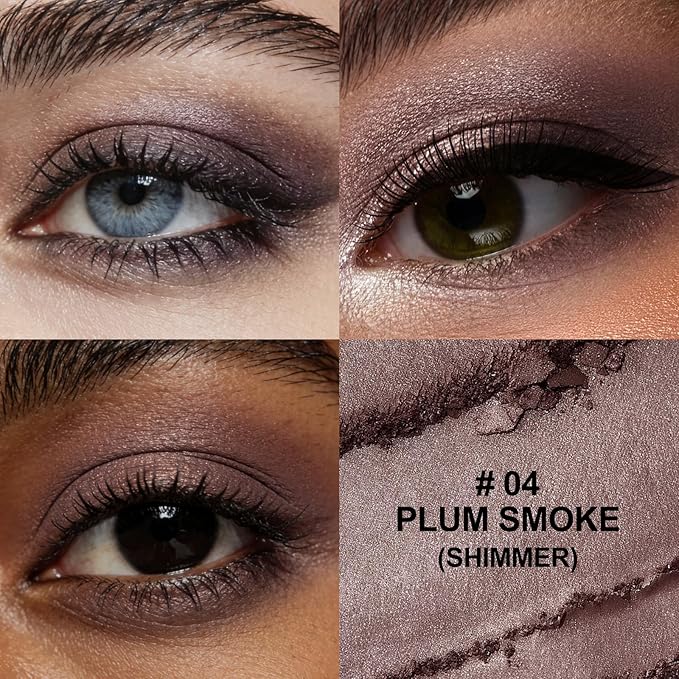 Dual-Ended Cream Eyeshadow Stick, Shimmer Waterproof Long-Lasting Crease-Proof Glitter Eye shadow Pencil for Women, Smooth Blendable Eye Shadow Crayon with Built-in Smudger, 04 Plum Smoke