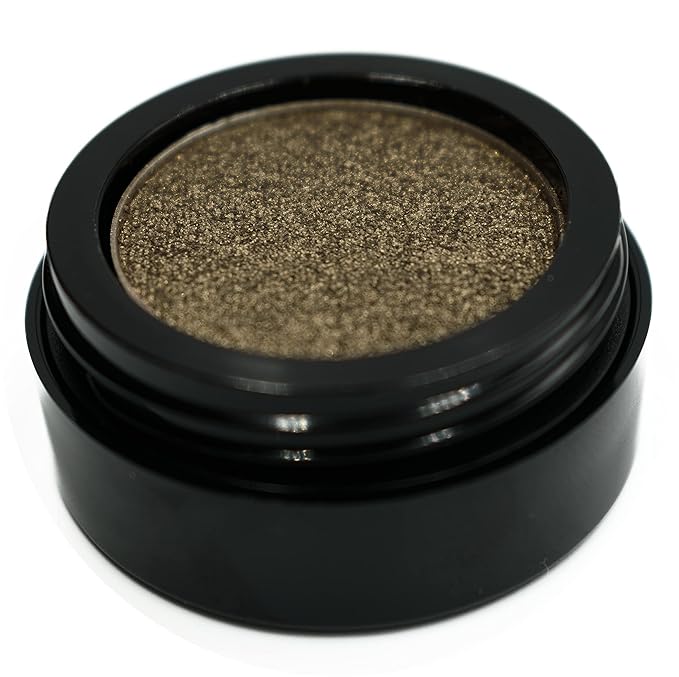 Dark Yellow Gold Flake Shimmering Metallic Pressed Powder Single Vegan Eyeshadow; Talc, Paraben & Cruelty Free