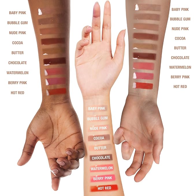 Ruby Kisses Broadway Vita-Lip Tinted Lip Gloss (6 Pack) Ultra-Hydrating, Nourishing, Soothing Formula with Vitamins, High-Shine Non-Sticky Lip Balm with Rosehip+Coconut Oil, Pink & Red Shades