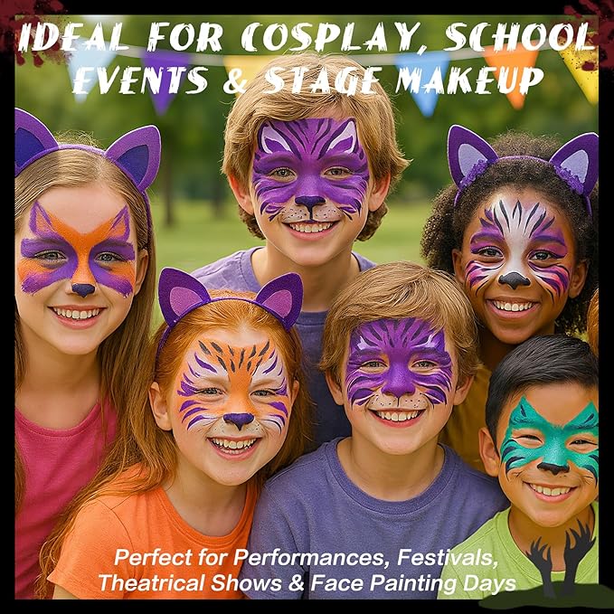 BOBISUKA Purple Face & Body Paint Stick Water-Based Washable Face Paint Makeup Stick for Halloween Witch, Zombie, Skull, Clown, Butterfly, Galaxy, Cosplay, SFX, Sports Eye Black & Costume Party