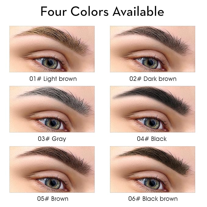 2Pcs Microblading Eyebrow Pen, Long-Lasting Waterproof Eyebrow Pencil with 4-Fork-Tip for 3D Realistic Brow, Easily Create Natural Hair-Like Brow Last All-Day, Eye Brow Pencils for Women -Gray