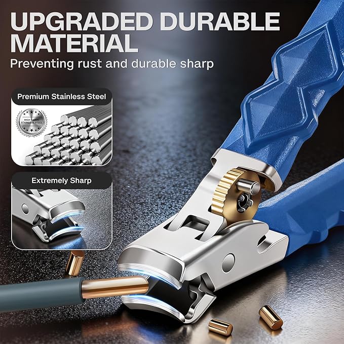 Toenail Clippers for Thick Toenails, Wide Jaw Nail Clippers Set,Heavy Duty Ingrown Toenail Clippers Nail Cutters, Ultra Sharp Slanted Cutter Set with Long Handle for Men, Women & Seniors