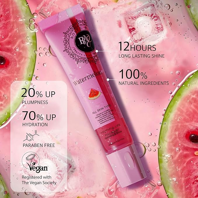 Rosee Lip Gloss Vegan & Cruelty Free Treatment, Professional Make up, Long Lasting Glossy with Shea Butter, Moisturize, Protect & Smooth, High Shine, Non-Sticky (v. Set of 4-3, 0.5)