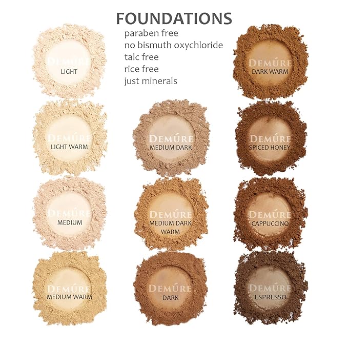 Demure Mineral Make Up, Spiced Honey Mineral Foundation Makeup, Concealer Makeup, Natural Makeup Made with Pure Crushed Minerals, Loose Face Powder.