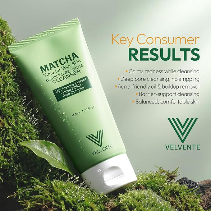 Matcha Gentle Cleanser Pore Refining, Rose PDRN Foam Wash for Redness Relief, Acne-Prone Skin Daily Cleanser, Green Tea Low-pH Soothing Face Wash, Sensitive Skin Friendly, Korean Skin Care