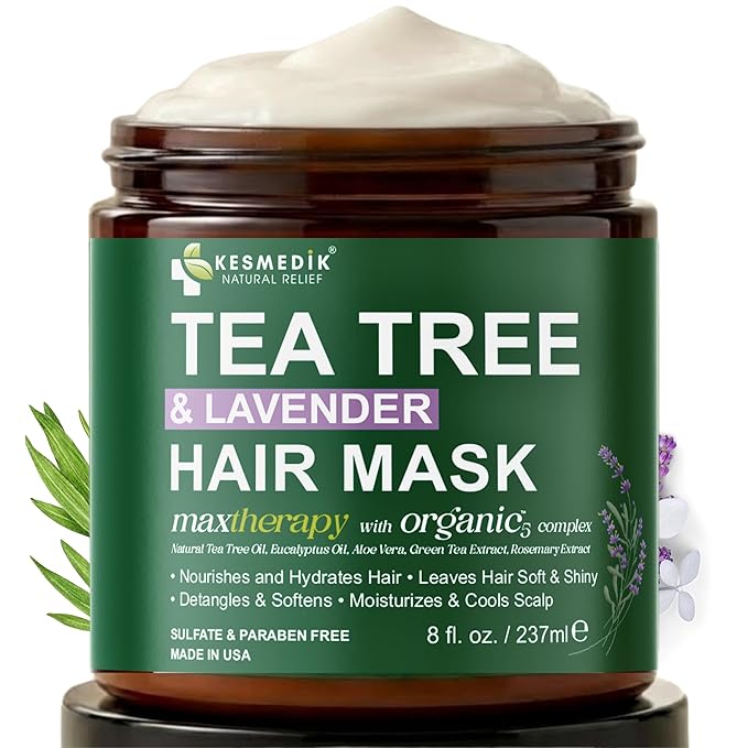Tea Tree Oil Hair Mask for Dry Hair & Scalp, Deep Conditioning Hair Mask for Damaged Hair Treatment with Biotin & Argan Oil, Itchy Scalp Relief, Natural Hydrating Hair Mask for Men & Women | Tea Tree Hair Mask